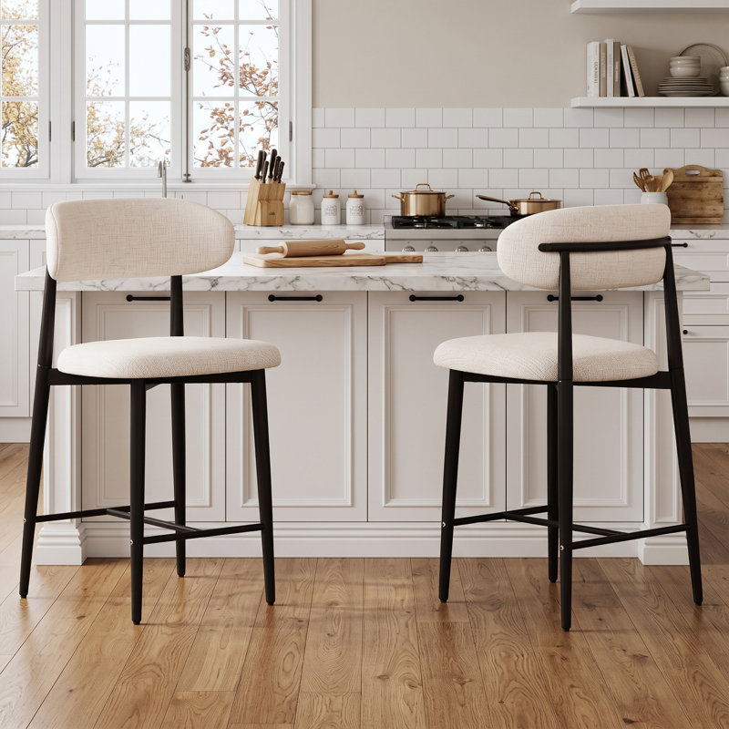 Ensemble de 4 tabourets de bar modernes et rembourrés Modern, Black, 4