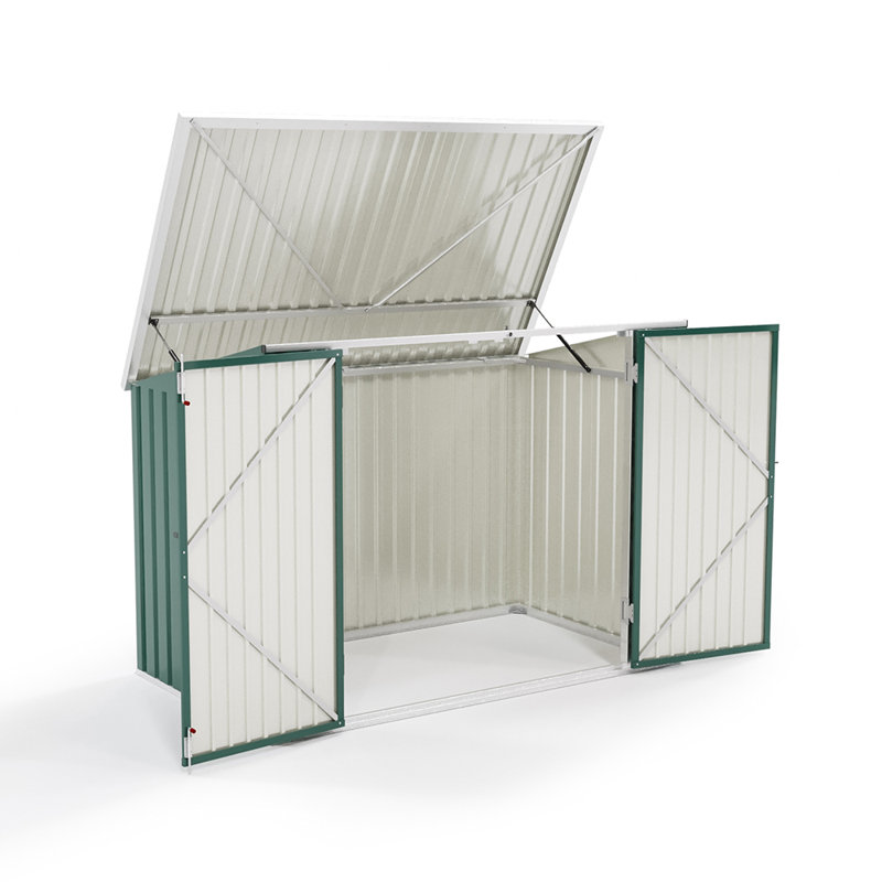 Outdoor sloped-roof metal bike room