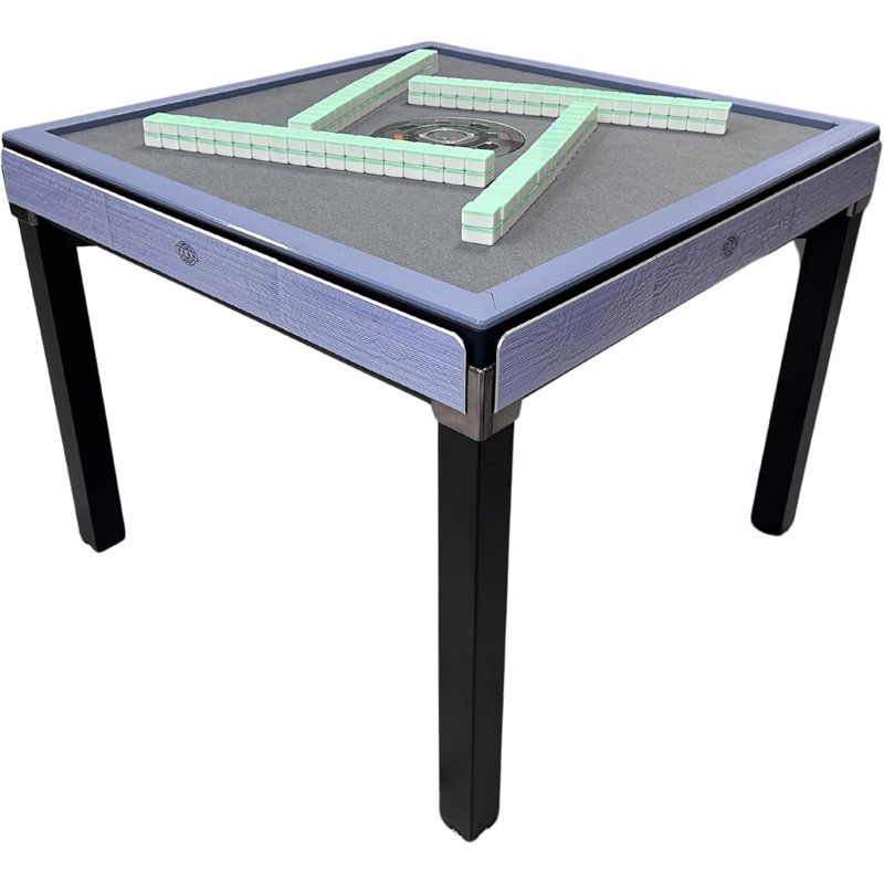 Table de salle à manger de style USA à 4 pieds en acajou mauve lavande. Housse de table rigide ultra-mince avec des tuiles numérotées de 36 mm