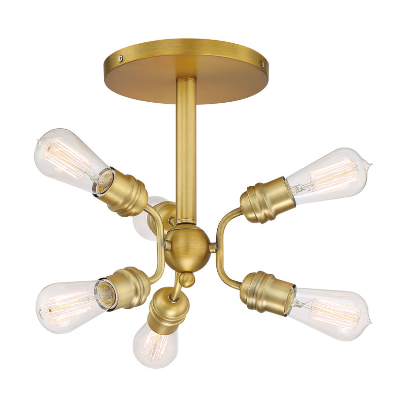 Nester Semi Flush Mount, Brushed Brass