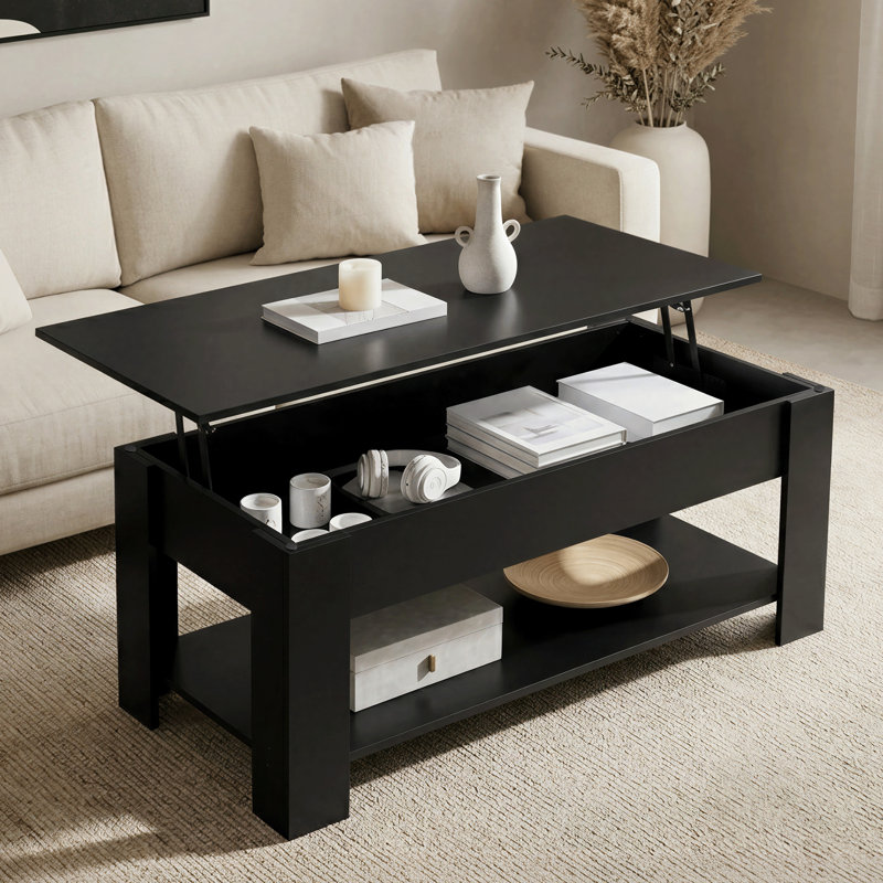Table basse Ajeem, H 19,5 po x L 47,5 po x l 23,5 po, Noir, noir, noir, noir
