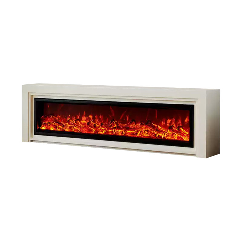 Beige Solid Wood TV Cabinet Fireplace, Beige, 23.62" H x 62.99" W x 12.99" D