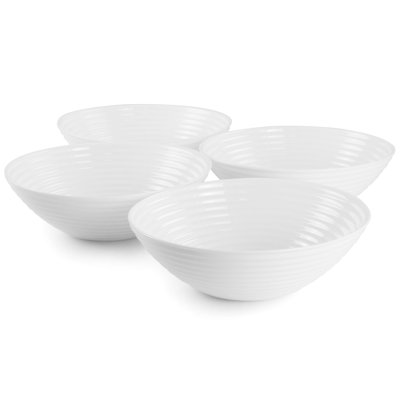 Patio 4 Piece Tempered Opal Glass Cereal Bowl Set In White