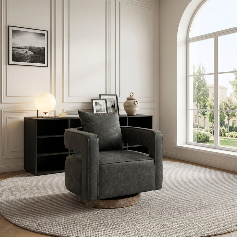 28.9'' Faux Leather Sofa, Grey