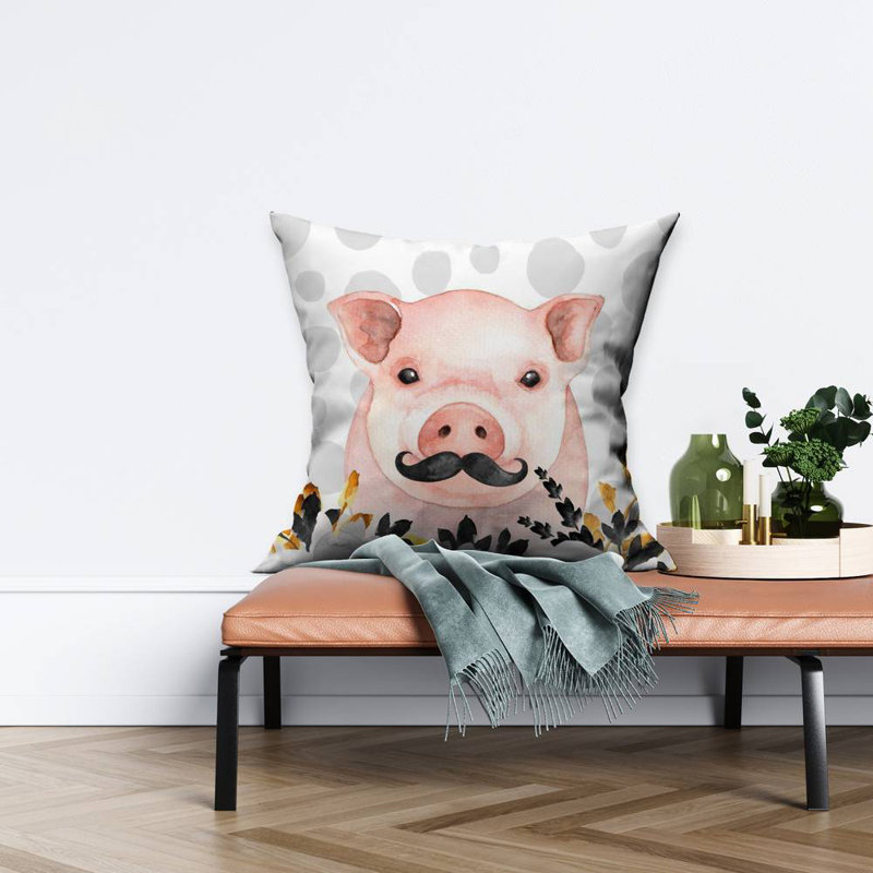 Little disguised pig - 26"x26" Throw pillow cover - Poly twill - Print on demand