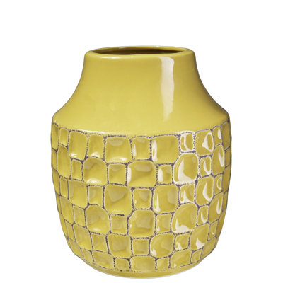Vase de table jaune en céramique 7 po