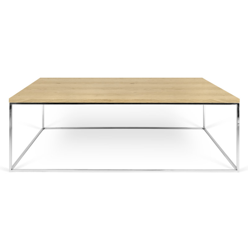 Linkous Solid Coffee Table, Oak, Chrome