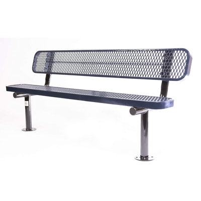 COATEDOUTDOORFURNITURE Bench, Dark Blue, Expanded, 6Ft, with Back