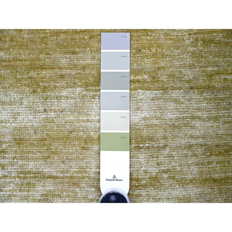Tapis vert uni 2 pi 10 po x 2 pi 10 po, vert uni, noué à la main, laine Ghazni filée à la main, luxuriante et moelleuse, tapis, échantillon, carré