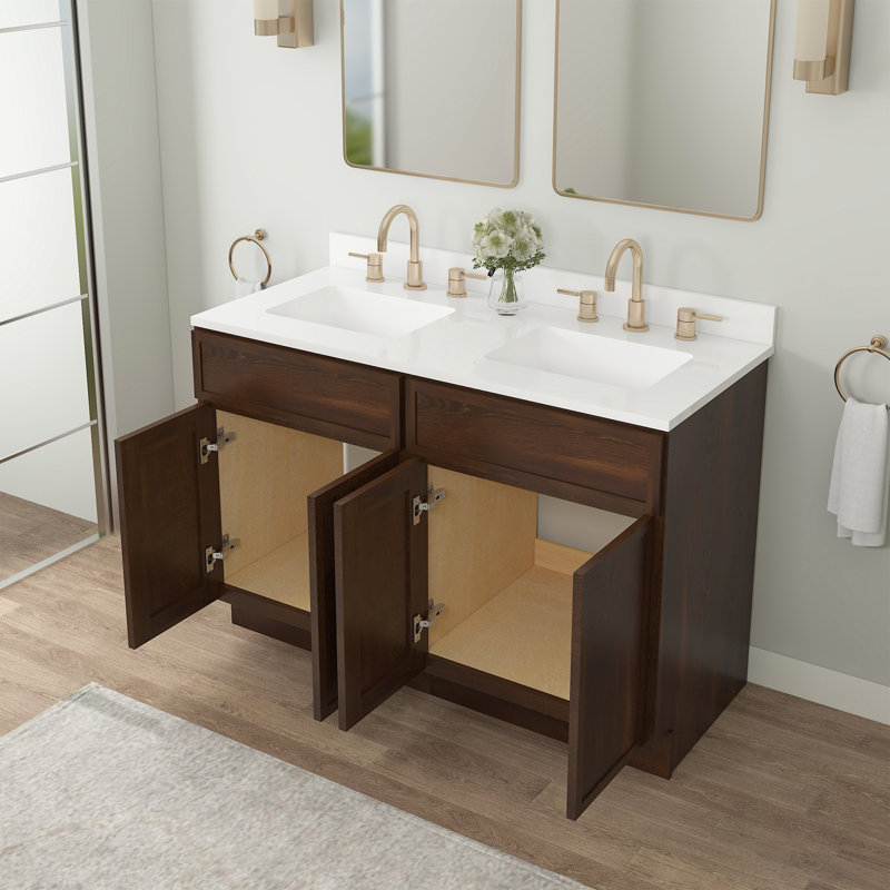 Base de meuble-lavabo double 48 po seulement, Brun