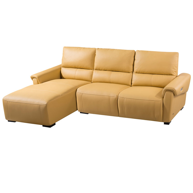 Minnich Upholstered Power Reclining L-Shaped Sectional, Left Hand Facing, Mustard