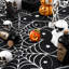 Nappe araignée d'Halloween, nappe noire et blanche à motif toile d'araignée pour décoration de fête d'Halloween, table à manger, buffet, célébrations intérieures et extérieures