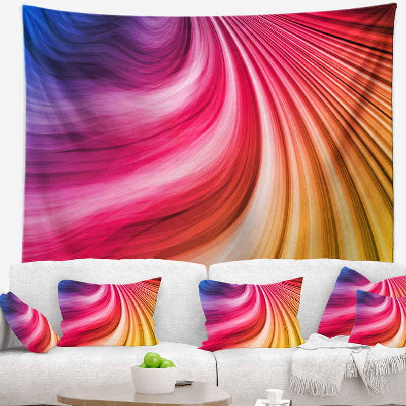 Tapisserie abstraite de vagues colorées, H 32 po x l 39 po