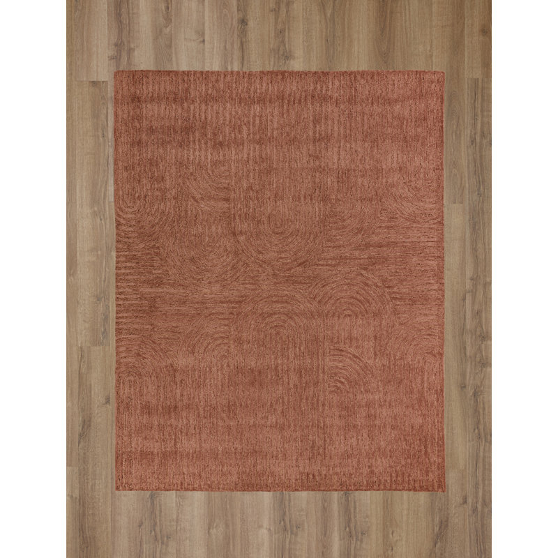Hand Tufted Wool/Tencel Area Rug, Rust, 9'9" x 12'9"