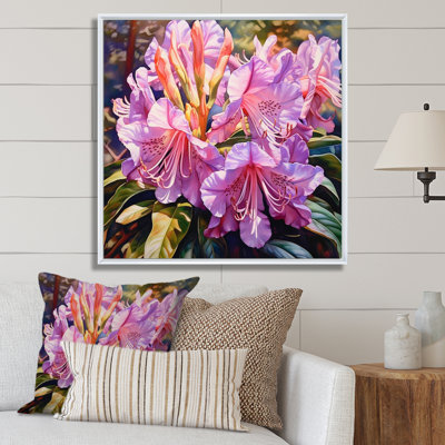 Fleurs de rhododendron mauve sur toile