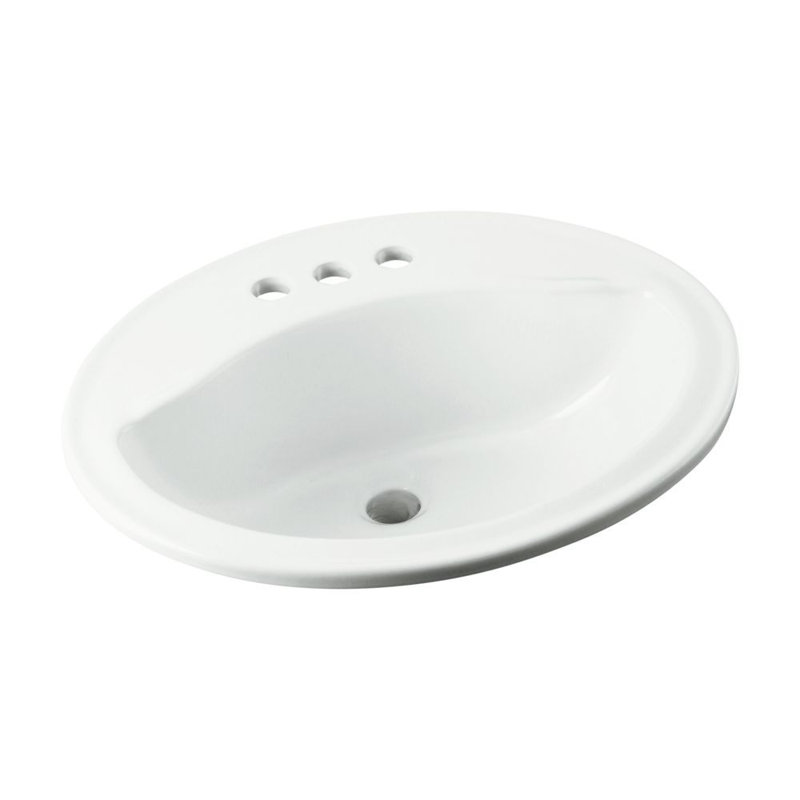 Sanibel Ceramic Circular Drop-In Bathroom Sink with Overflow, White