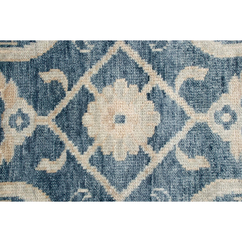 Hand Knotted Wool Area Rug in Blue/Light Blue, Rectangle 6' x 9'