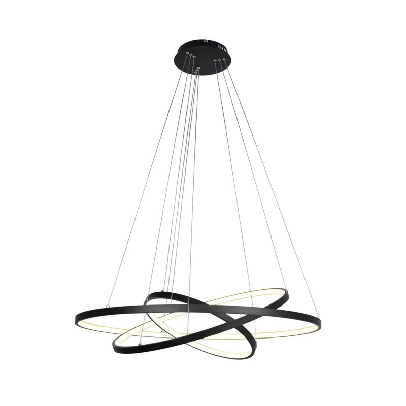 Lustre à niveaux unique à 3 lumières DEL Aahana, Noir, 4500