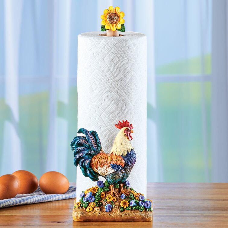 Home Basics Rooster Collection Red Metal Freestanding Paper Towel