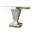 Console miroir effet diamant, table d'entrée moderne en verre argenté réfléchissant, table d'appoint rectangulaire en forme de V avec incrustations de cristaux pour salon ou hall d'entrée