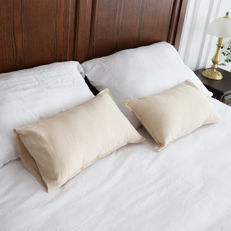 Ensemble de taies d'oreiller en lin 1 paire 55% lin européen 45% mélange de coton de couleur unie, ensemble de taies décoratives 2 x 12 x 20 pouces