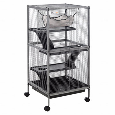 Cage en métal pour petits animaux, grande cage de furet, cage Chinchilla, cage à sucre, avec hamac et 4 niveaux, plateau amovible