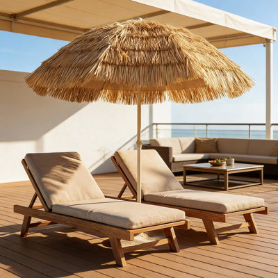 Parasol pour l'extérieur, abat-jour extensible de 72,8 po, protection Upf 30+, cadre stable avec 8 nervures en fibre de verre, base en spirale sable, hauteur réglable de 59 po à 74,8 po, sac de transport portable pour terrasse, ambiance tropicale,
