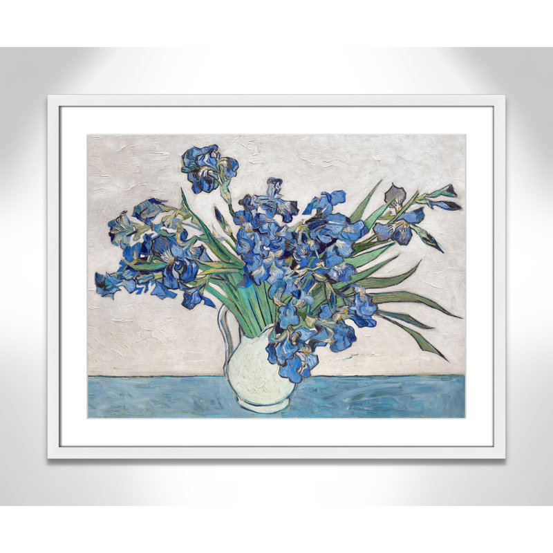 Imprimé iris bleu par Vincent Van Gogh, H 29,5 po x l 23,5 po, Blanc, Encadré de boîte blanc