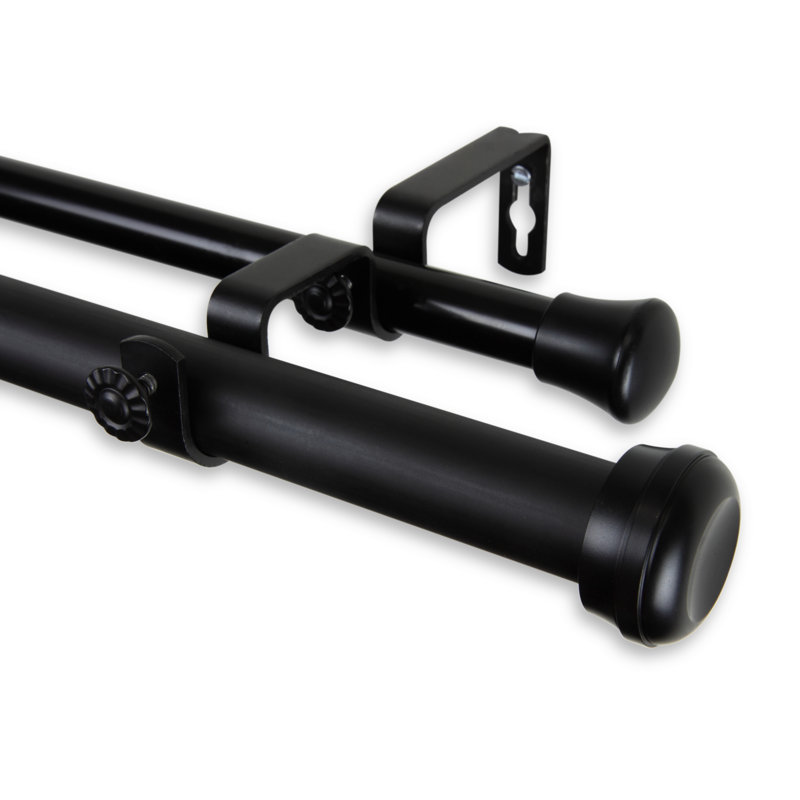 Tringle à rideaux double Dadur, l 48 po à 84 po, Noir