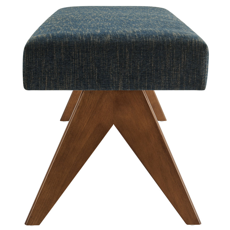 Lyra Fabric Upholstered Bench, 18.50"H x 63"W x 18"D, Azure