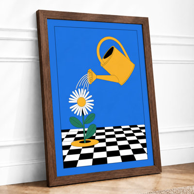 Watering the Daisy Modern - Framed Print