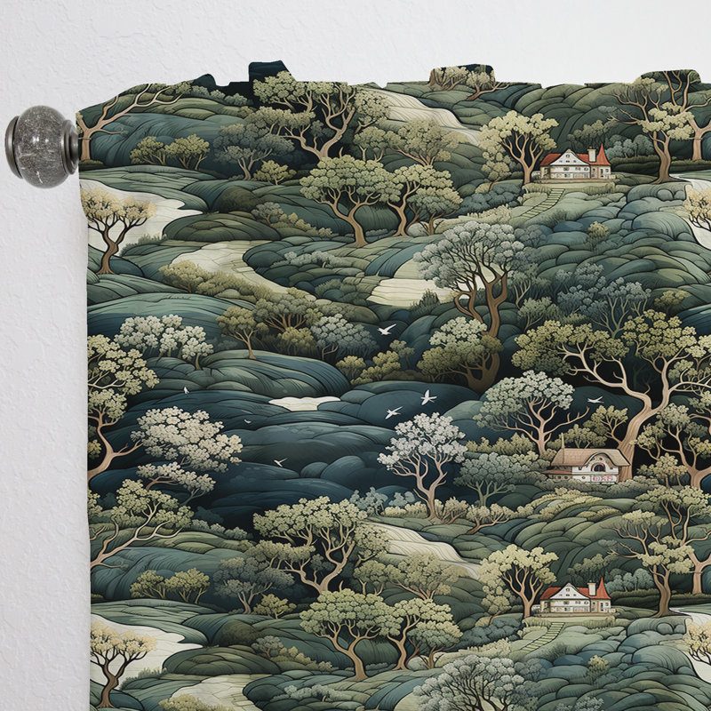 Forest Woods Moody Patterns I - Bohemian Curtain - Velvet Room Darkening - 1 panel, 52" W x 90" L