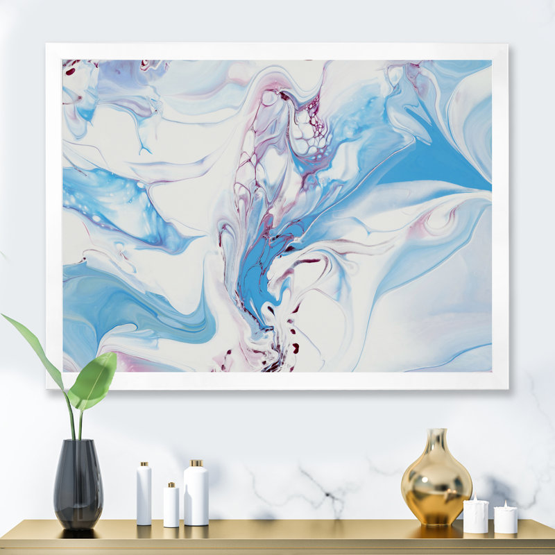 Art liquide bleu et rose II - reproduction sur toile, H 30 po x l 40 po, Toile blanche avec cadre d'angle fermé