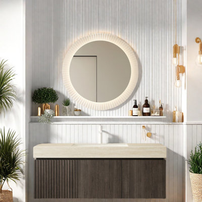 Meuble-lavabo flottant moderne 48 "avec lavabo, plateau en pierre de travertin Roma