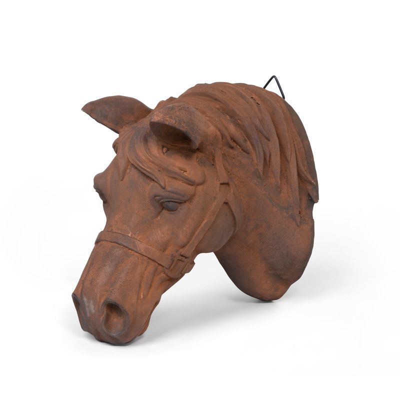 Rustic Brown Stone Horse Head Wall Mount Decor