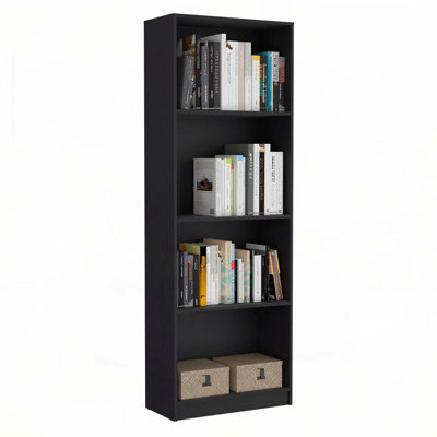 Black 4 Piece Living Room Set with 4 Bookcases