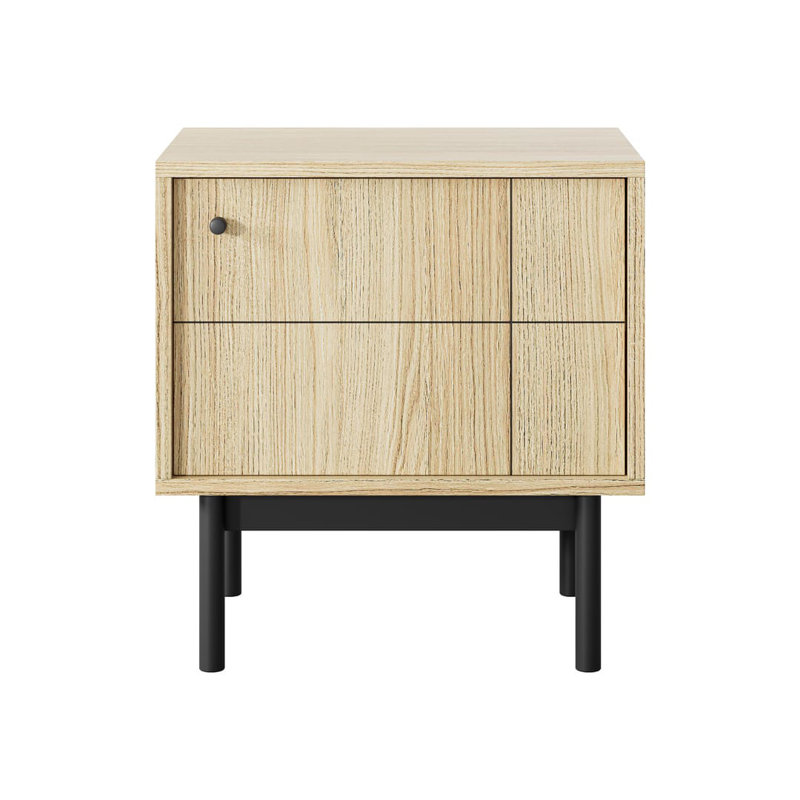 Japandi 54cm W Manufactured Wood Bedside Table, Beige