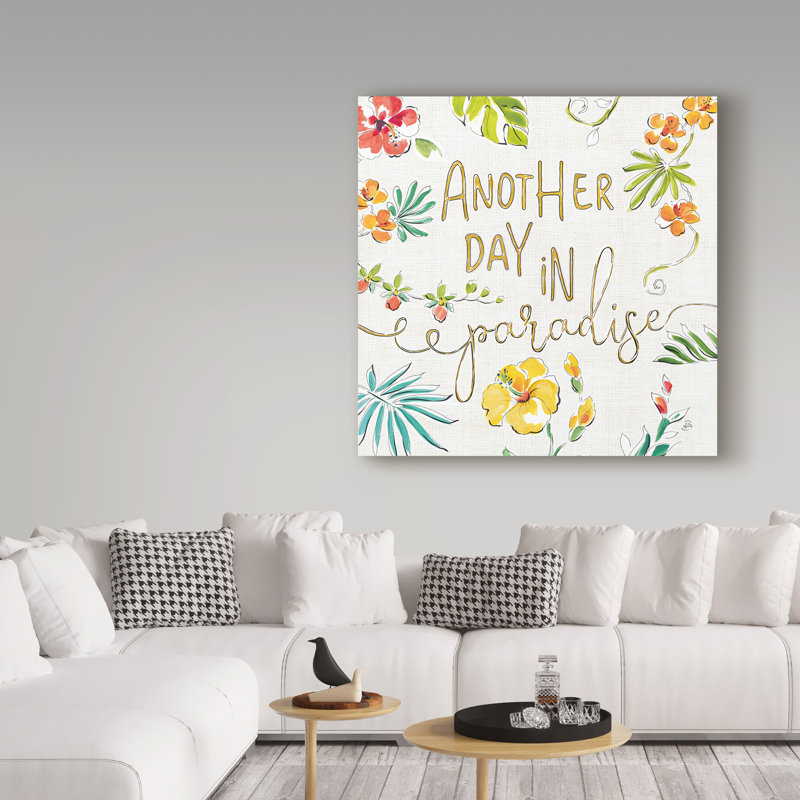 Reproduction d’art graphique sur toile tendue « tropical oasis vii white », H 14 po x l 14 po