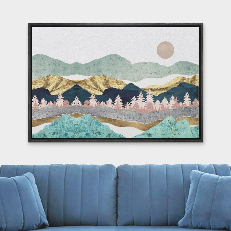 Montagne pastel, nature, art moderne, paysage abstrait, salon, chambre à coucher, bureau, H 24 po x l 36 po x P 1,5 po