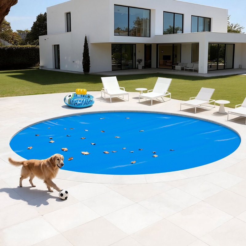 Solar Pool Cover, 18 ft Round Pool Bubble Cover, 12 Mil Pools Solar Blanket with Bubble & PE Material, Daytime Heat Absorption, Nighttime Heat Retention, Heat Retaining Solars Covers, Blue