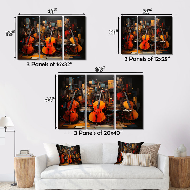 Sunlit Symphony III sur toile, reproduction de 3 pièces, H 32 po x l 48 po x P 1 po