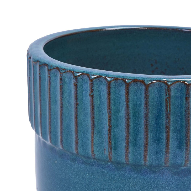 3 Pieces Ceramic Flowerpot, Modern Indoor Outdoor Planter for Garden & Patio, Antique Blue