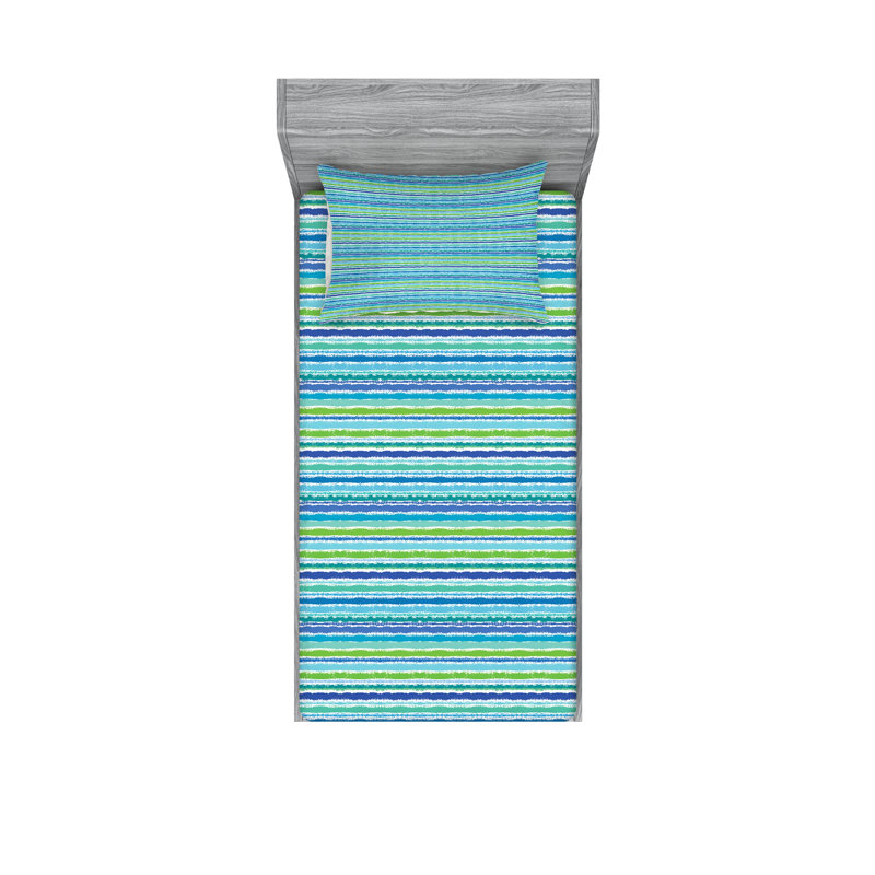 Multicolore drap-housse et coussin décoratif Ambesonne, Ensemble de draps pour lit simple + 3 pièces supp