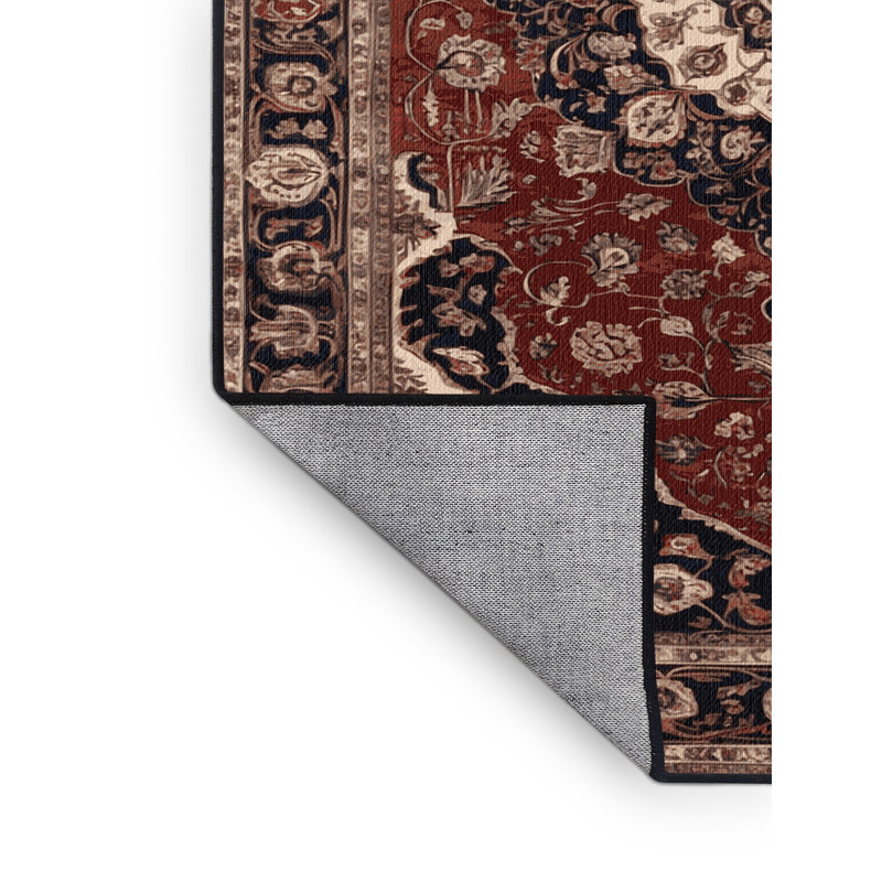 Tapis brun lavable à la machine, Rond 3 pi