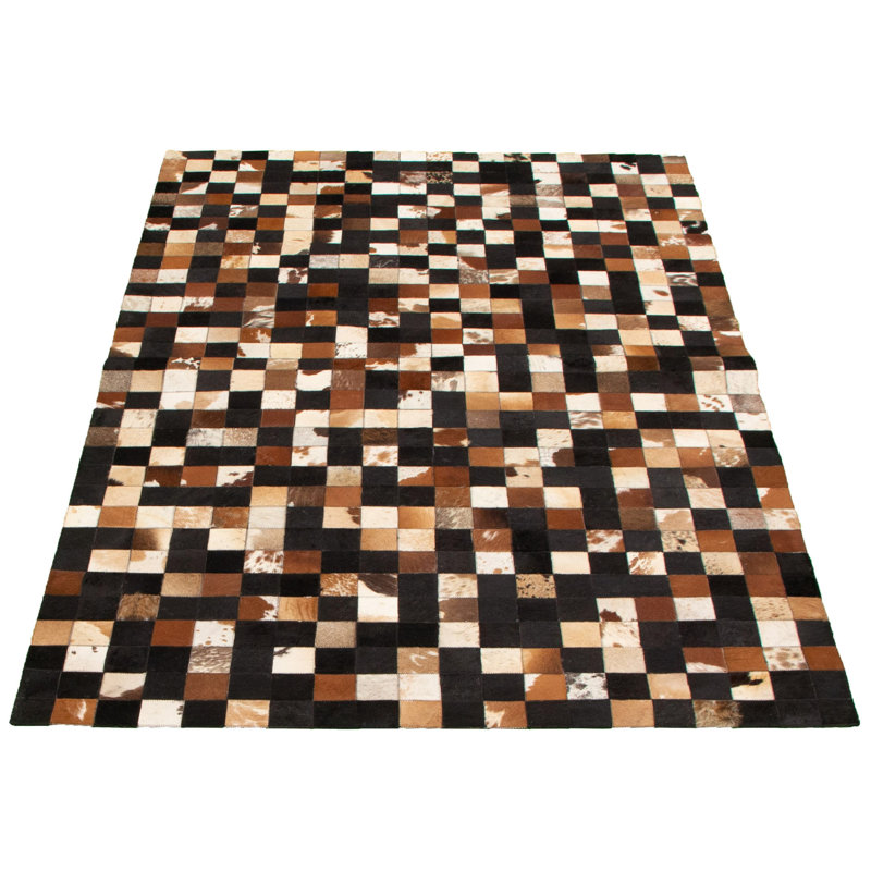 Tapis décoratif brun foncé en cuir fabriqué à la main Ariad