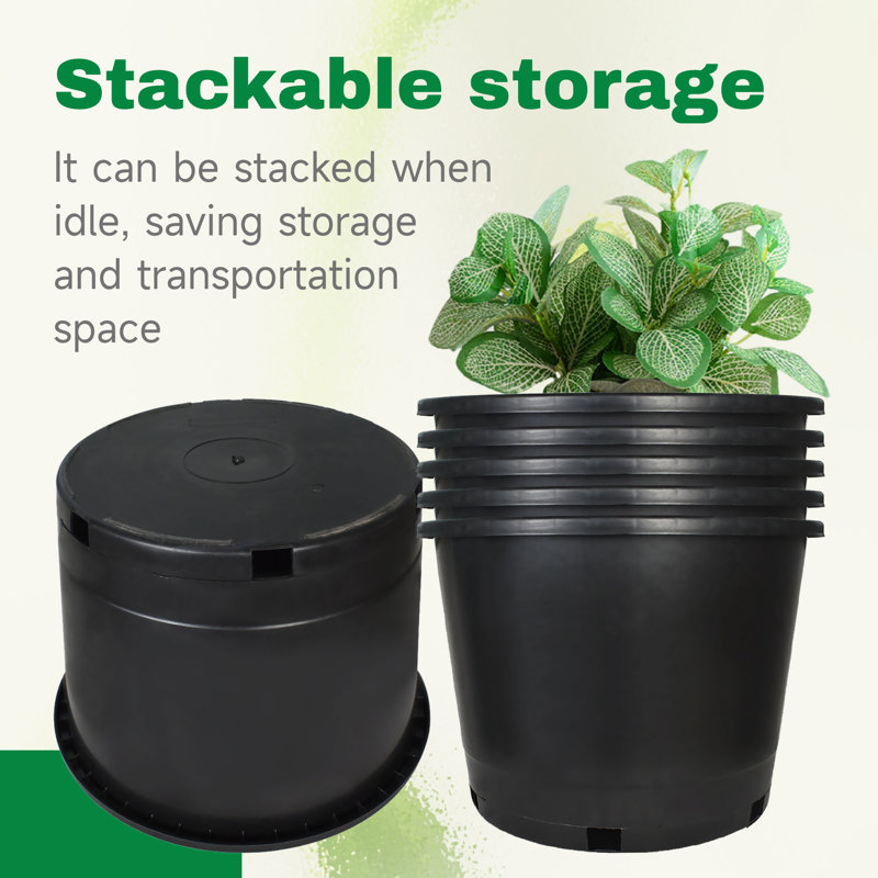 10pcs 2-Gallon Circular Plastic Flower Pots Suitable For Indoor And Outdoor Flower Planting, Reusable, Essential Tool For Gardening Enthusiasts