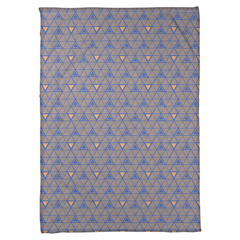 Couverture polairee triangles à la main, l 50 po x L 60 po, Bleu / orange