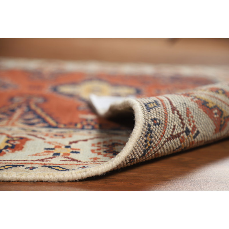 Tapis orange orange à motif géométrique Viss 5 x 8