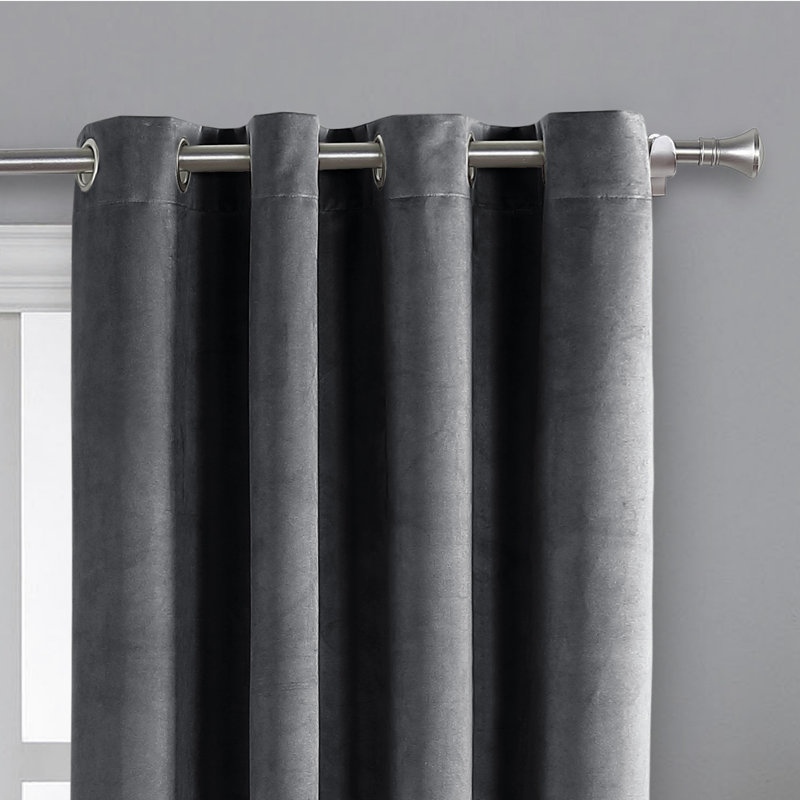 Caffee Velvet Blackout Curtain Pair, Gray