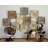 Metal Carved Overlapping Square Sunburst Gold Wall Decor